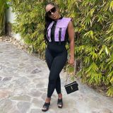 Trendy Sleeveless Zipper Buckle Top GBTF-8156DF