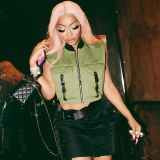 Trendy Sleeveless Zipper Buckle Top GBTF-8156DF