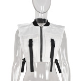 Trendy Sleeveless Zipper Buckle Top GBTF-8156DF