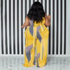Plus Size Printed Sling Jumpsuit OSIF-22392