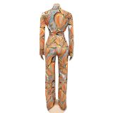Sexy Mesh Printed Bra+Shirt+Pants 3 Piece Sets BY-5839