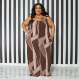 Plus Size Printed Sling Jumpsuit OSIF-22392