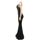 Sexy Hot Drilling Backless Sling Evening Dress BY-5852