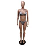 Sexy Stripe Print Beach Swimsuit Three-piece  MEM-1620