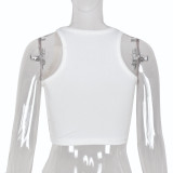 Embroidery Sleeveless Cropped Tank Top GBTF-6322TL