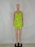 Sexy Printed Halter Slim Mini Dress FENF-241