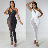 Plus Size Hot Drilling One Shoulder Jumpsuit NY-2518