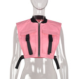 Trendy Sleeveless Zipper Buckle Top GBTF-8156DF