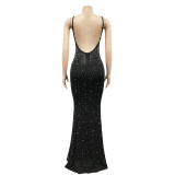 Sexy Hot Drilling Backless Sling Evening Dress BY-5852