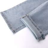 Denim Embroidery Mid Waist Skinny Jeans GBTF-8082DN
