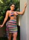 Sexy Tassel Hollow Out Halter Mini Dress MDF-5325