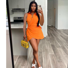 Solid Sleeveless Mini Dress YIY-9015