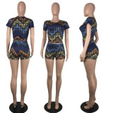 Casual Printed Two Piece Shorts Sets YIY-9017