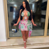 Sexy Tassel Hollow Out Halter Mini Dress MDF-5325