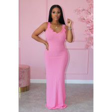 Solid Sleeveless Split Maxi Dress OMY-81030