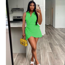 Solid Sleeveless Mini Dress YIY-9015