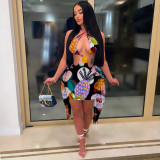 Sexy Tassel Hollow Out Halter Mini Dress MDF-5325