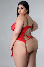 Plus Size Sexy Lace Garters Erotic Lingerie Suit OSM-5501