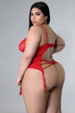 Plus Size Sexy Lace Garters Erotic Lingerie Suit OSM-5501