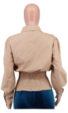 Solid Long Sleeve Slim-Waist Shirt Top XHXF-921