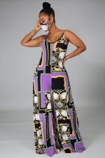 Sexy Printed Sleeveless Wide Leg Jumpsuit XHXF-8569