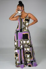 Sexy Printed Sleeveless Wide Leg Jumpsuit XHXF-8569