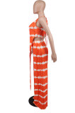 Casual Printed Sleeveless Two Piece Pants Sets XHXF-8616