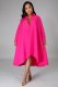 Plus Size Solid Long Sleeve Irregular Loose Shirt Dress XHXF-900