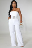 Solid Off Shoulder Strapless Jumpsuit XHXF-8625