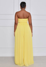 Solid Strapless High Waist Wide Leg Jumpsuit XHXF-8582