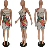 Sexy Mesh Printed Sleeveless Mini Dress BGN-259