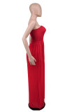 Solid Strapless High Waist Wide Leg Jumpsuit XHXF-8582