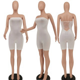 Solid Strapless Tight Romper WPF-80778