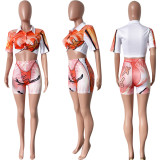 Casual Printed Two Piece Shorts Sets HMS-5552