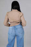 Solid Long Sleeve Slim-Waist Shirt Top XHXF-921