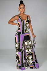 Sexy Printed Sleeveless Wide Leg Jumpsuit XHXF-8569