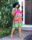 Casual Striped 3/4 Sleeve A-line Dress XHXF-212