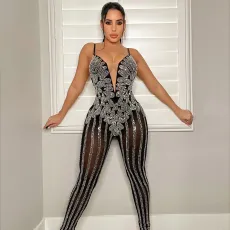 Sexy Hot Drilling Sling Tight Jumpsuit SH-390350