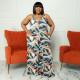Plus Size Printed Sleeveless Strap Jumpsuit OSIF-22399