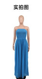 Solid Strapless High Waist Wide Leg Jumpsuit XHXF-8582