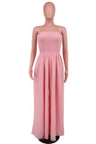 Solid Strapless High Waist Wide Leg Jumpsuit XHXF-8582