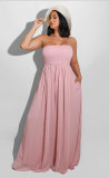 Solid Strapless High Waist Wide Leg Jumpsuit XHXF-8582