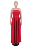 Solid Strapless High Waist Wide Leg Jumpsuit XHXF-8582