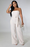 Solid Off Shoulder Strapless Jumpsuit XHXF-8625