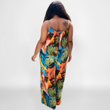 Plus Size Printed Sleeveless Sling Jumpsuit OSIF-22402