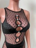 Black Sexy Hot Drilling Hollow Out Jumpsuit NIK-317