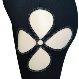 Plus Size Black Hollow Out Skinny Pants ONY-7012