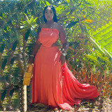 Sexy Halter Backless Ruffled Big Swing Maxi Dress HNIF-HN089