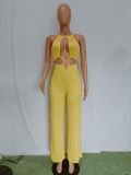 Solid Hollow Out Sleeveless Jumpsuit BN-9333