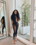 Black Sexy Hot Drilling Hollow Out Jumpsuit NIK-317